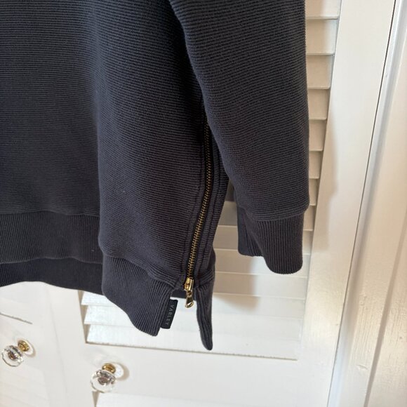 Varley women's Manning Sweatshirt in Black Rib XL zippers ribbed cotton - Picture 4 of 11